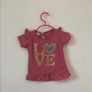 Ruffled Pink 'LOVE' Short-Sleeve Tee for Kids